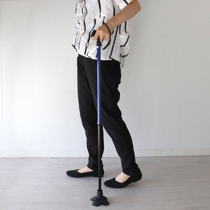 杖ステッキカルガモE4点DX伸縮男性女性自立式