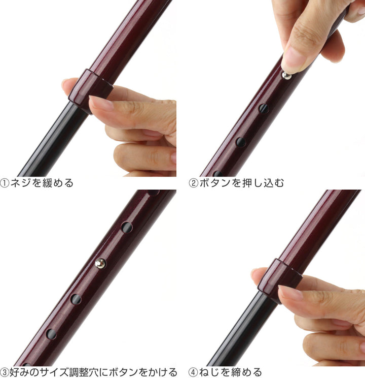 杖ステッキカルガモE4点DX伸縮男性女性自立式