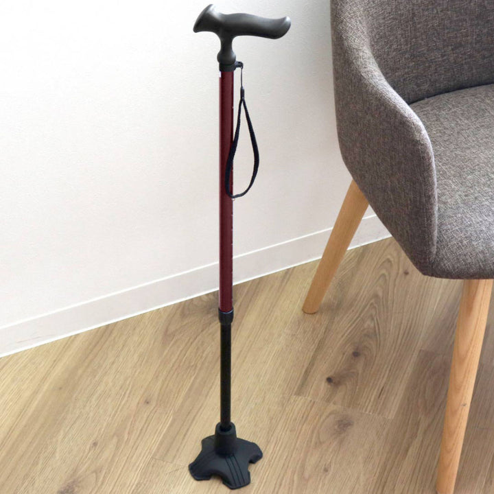 杖ステッキカルガモE4点DX伸縮男性女性自立式