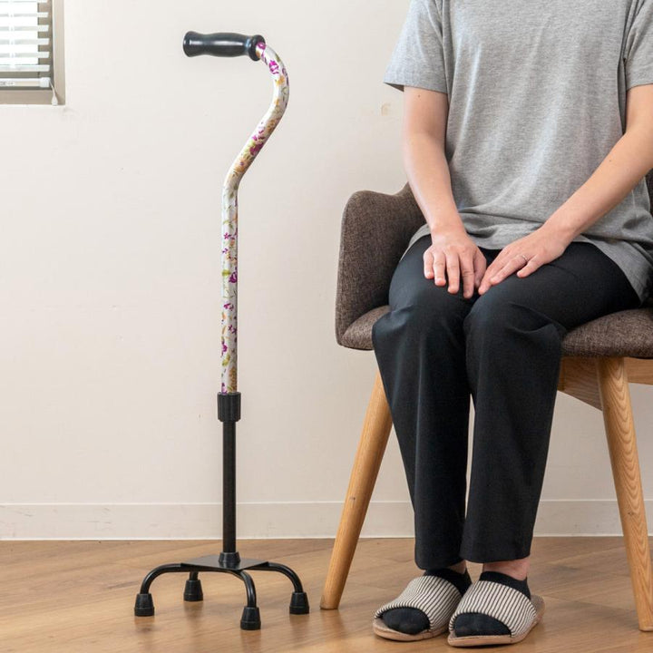 杖自立式軽量4点杖花柄すずらん女性おしゃれ