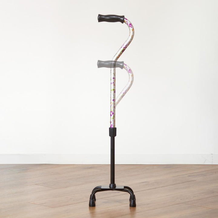 杖自立式軽量4点杖花柄すずらん女性おしゃれ