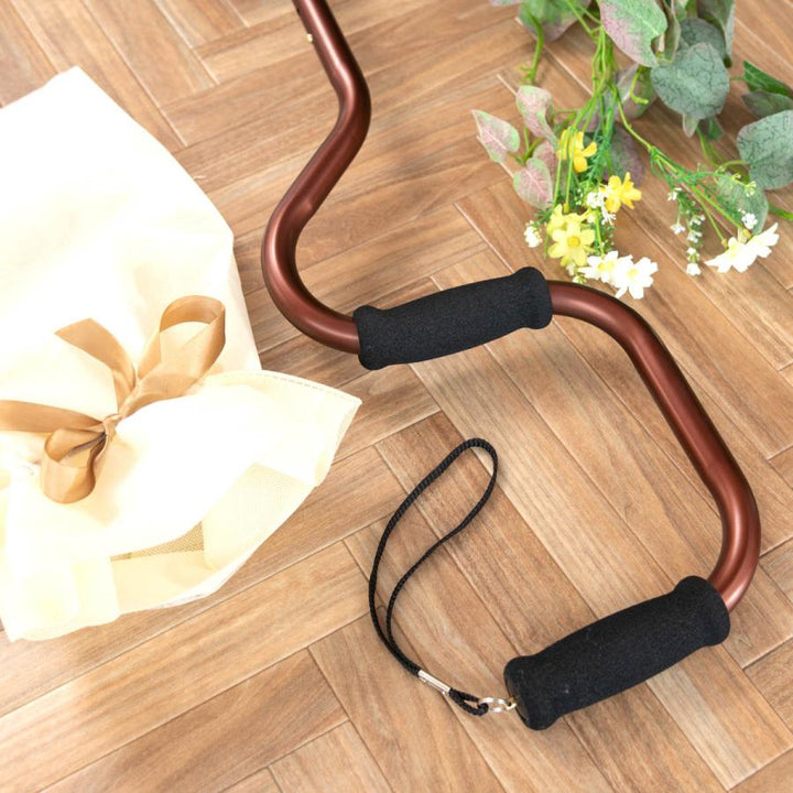 杖自立式2段型4点杖ブラウン