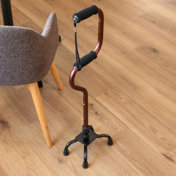 杖自立式2段型4点杖ブラウン