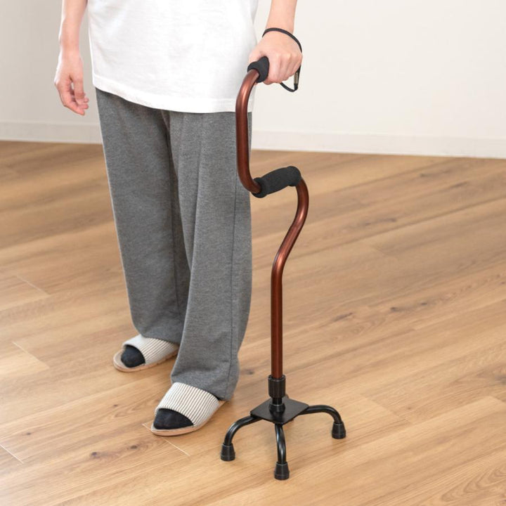 杖自立式2段型4点杖ブラウン