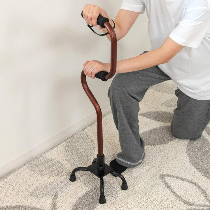 杖自立式2段型4点杖ブラウン