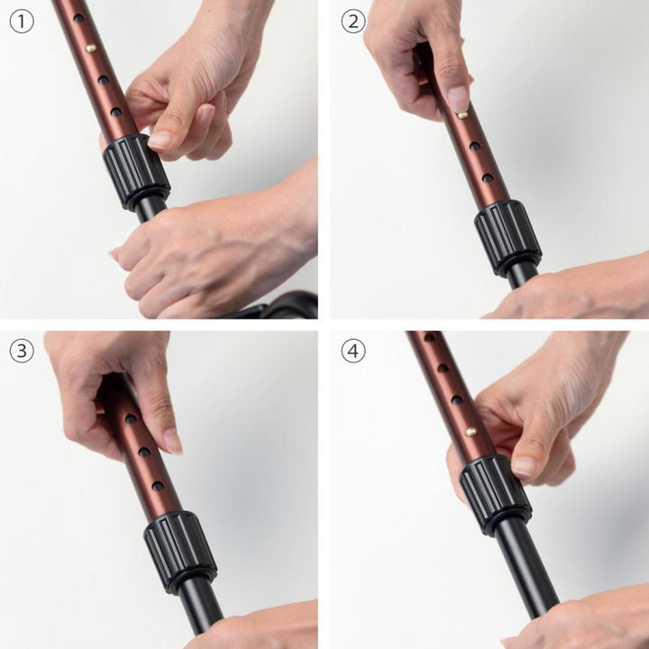 杖自立式2段型4点杖ブラウン