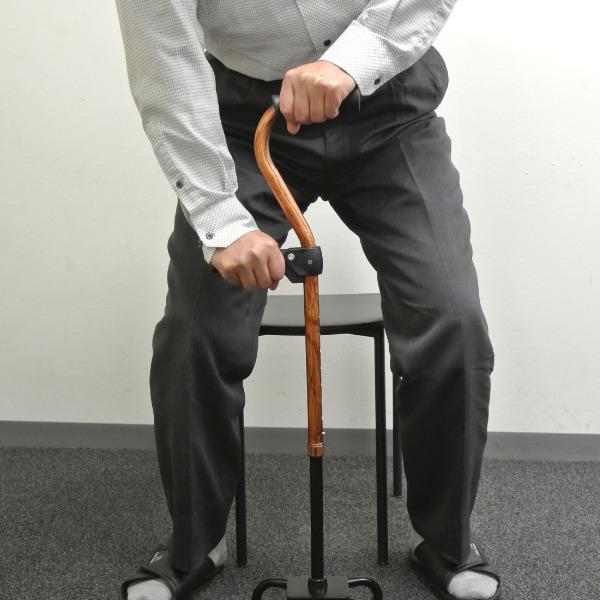 杖自立式軽量4点杖補助グリップ付男性女性おしゃれ