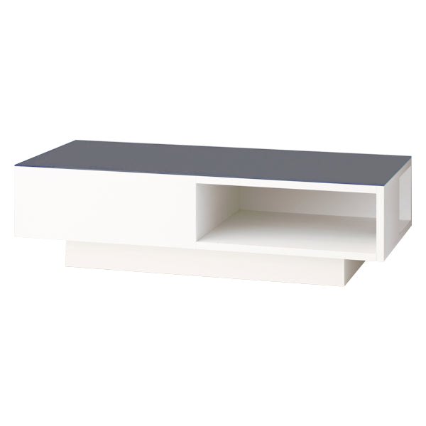 センターテーブル幅130cmedithガラス天板ラウンジテーブル木製机ローテーブル収納