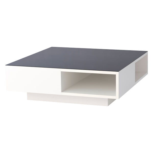 センターテーブル幅115cmedithガラス天板正方形ラウンジテーブル木製机ローテーブル収納