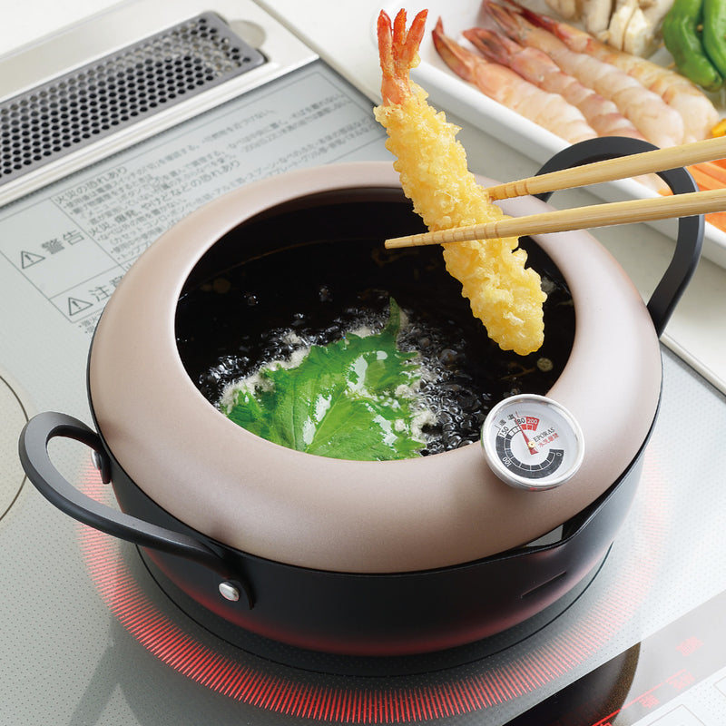 天ぷら鍋20cm共柄IH対応日本製温度計付き揚げ天