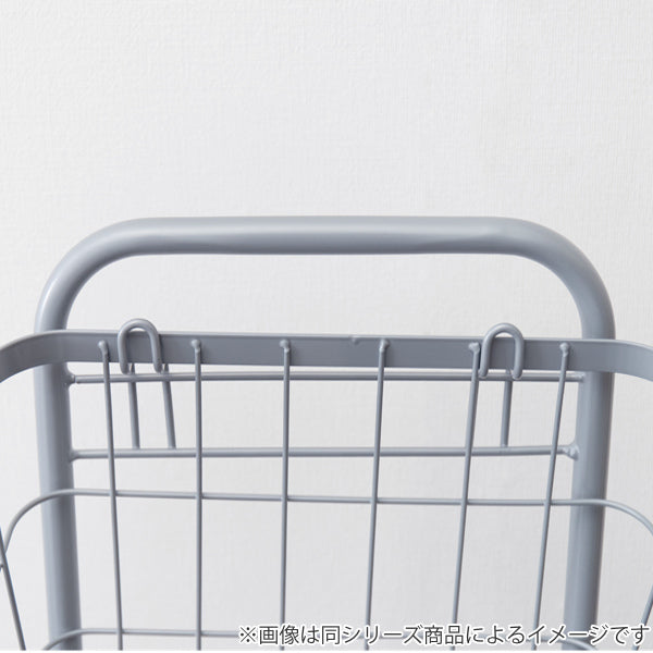 ランドリーワゴン3段スリム幅35cmスクエアバスケットランドリーラックバスケット付ニュアンスカラー角型