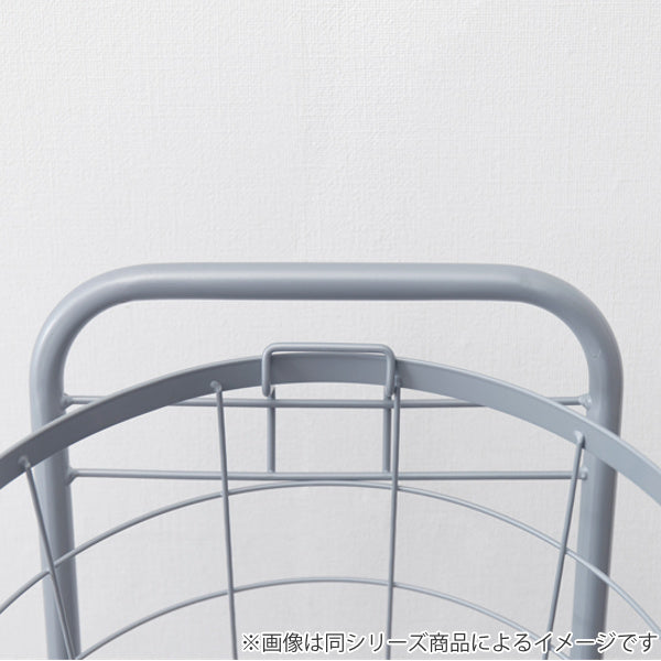 ランドリーワゴン3段スリム幅35cmラウンドバスケットランドリーラックバスケット付ニュアンスカラー丸型