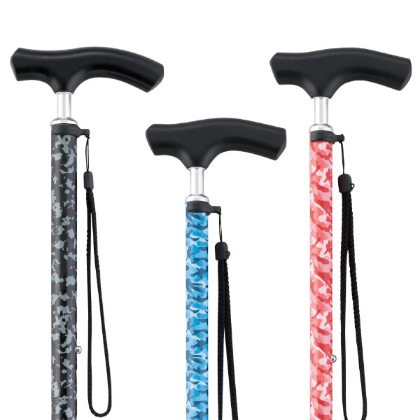 杖伸縮女性男性軽量おしゃれプレゼントカモフラステッキ迷彩柄