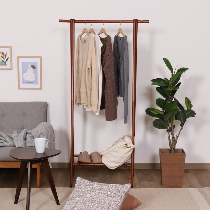 ハンガーラック幅75cm折りたたみ式天然木