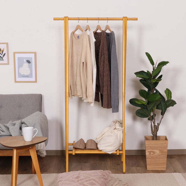 ハンガーラック幅75cm折りたたみ式天然木
