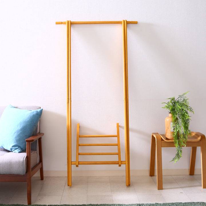 ハンガーラック幅75cm折りたたみ式天然木