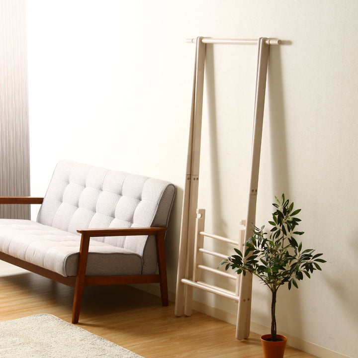 ハンガーラック幅75cm折りたたみ式天然木