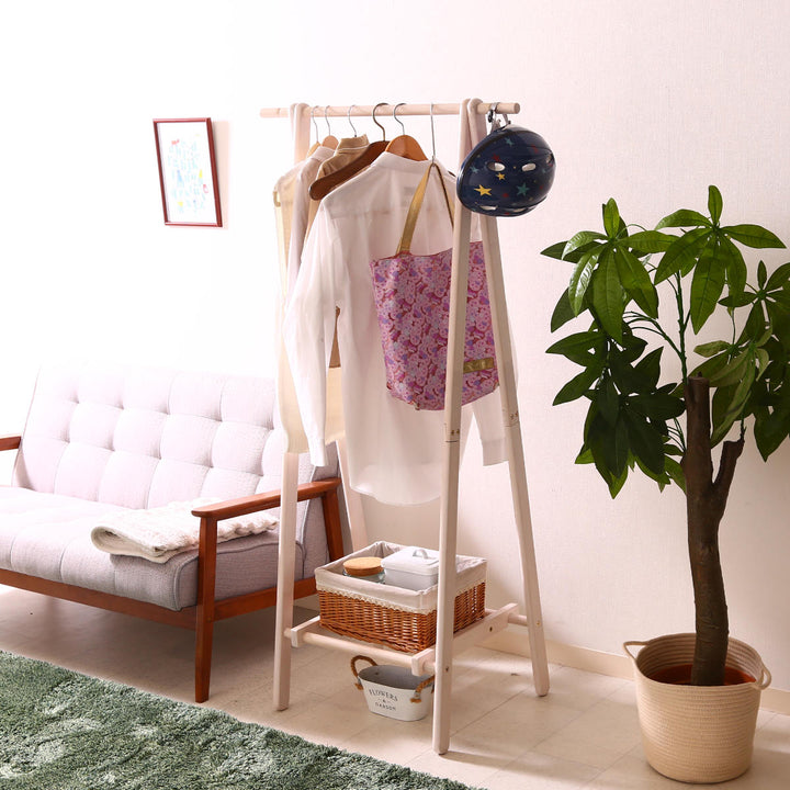 ハンガーラック幅75cm折りたたみ式天然木