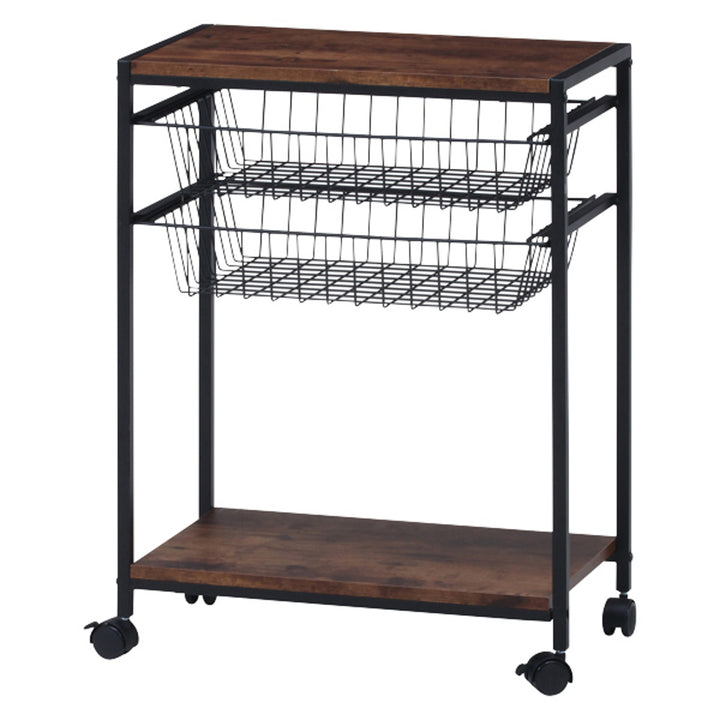 キッチンワゴン幅52cmブルックリン調スチールフレームスライドカゴ付