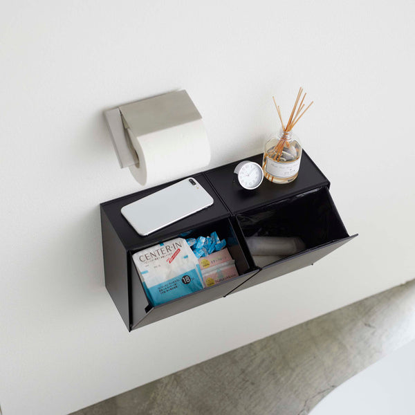 山崎実業towerウォールトイレポット＆収納ケースタワー