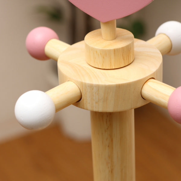 キッズハンガーポール高さ117.5cm木製ハート制服鞄収納キッズハンガーポール