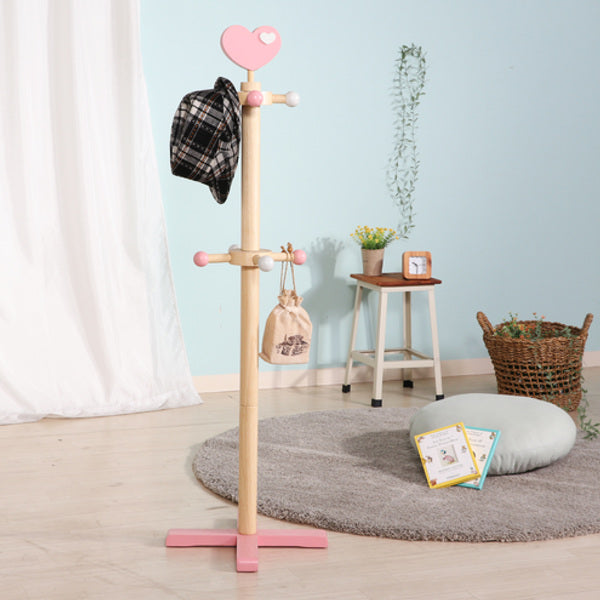 キッズハンガーポール高さ117.5cm木製ハート制服鞄収納キッズハンガーポール