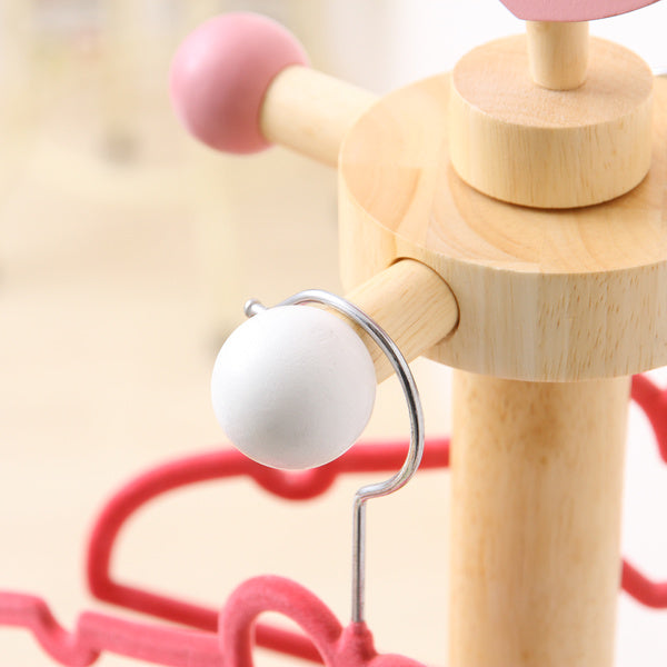 キッズハンガーポール高さ117.5cm木製ハート制服鞄収納キッズハンガーポール