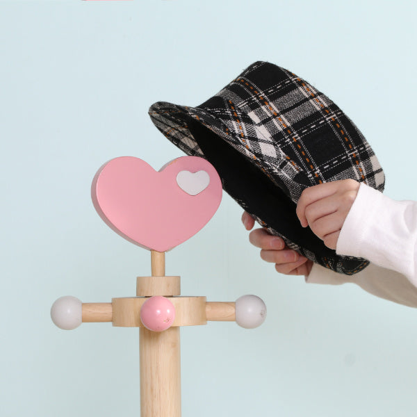 キッズハンガーポール高さ117.5cm木製ハート制服鞄収納キッズハンガーポール