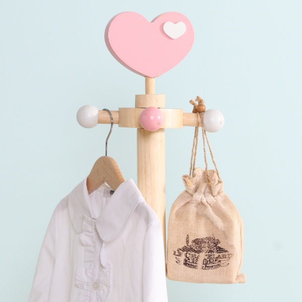 キッズハンガーポール高さ117.5cm木製ハート制服鞄収納キッズハンガーポール