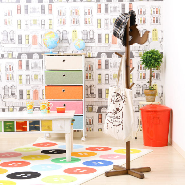 キッズハンガーポール高さ124cm木製リス制服鞄収納キッズハンガーポール