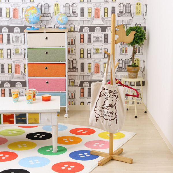 キッズハンガーポール高さ124cm木製リス制服鞄収納キッズハンガーポール