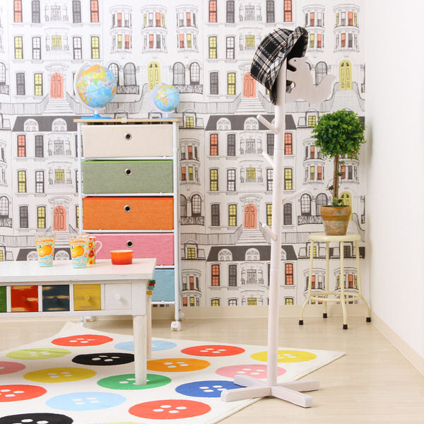 キッズハンガーポール高さ124cm木製リス制服鞄収納キッズハンガーポール