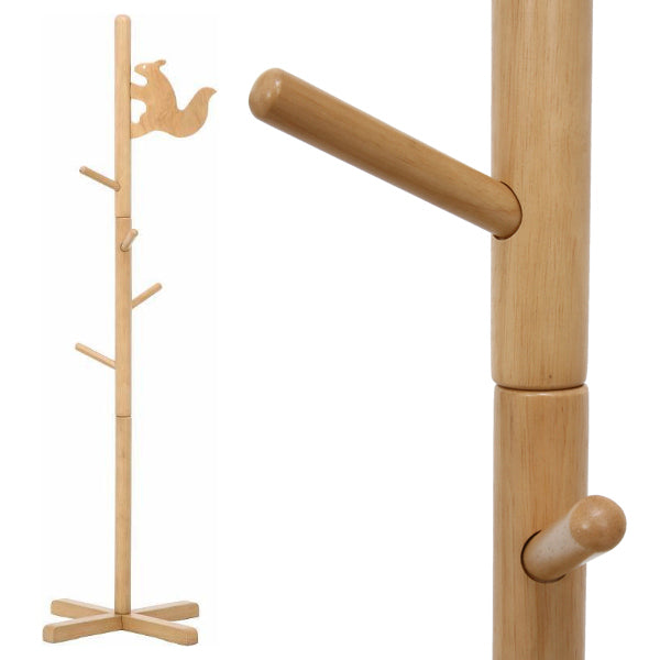 キッズハンガーポール高さ124cm木製リス制服鞄収納キッズハンガーポール