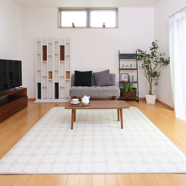 ラグ182×230cmラグマットダイニングラグオクタゴンドット既製サイズ