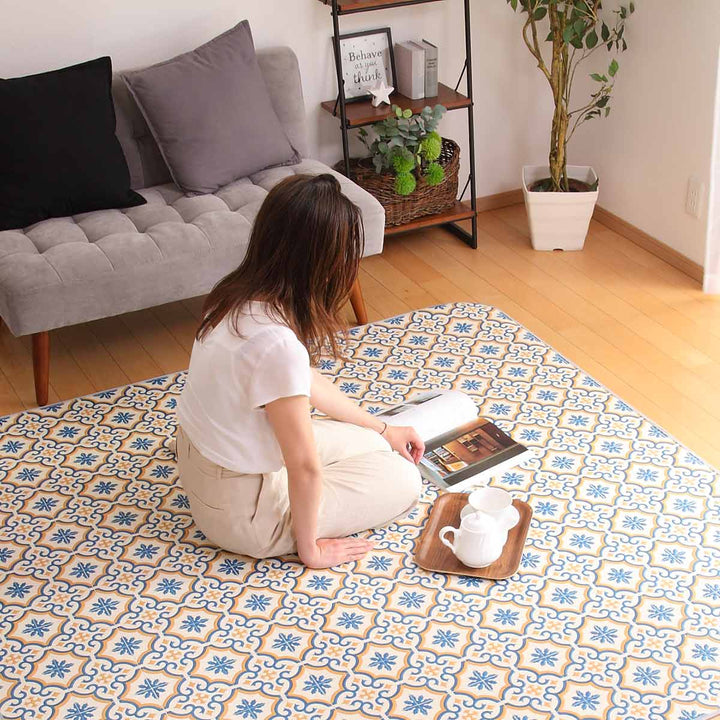 ラグ182×182cmラグマットダイニングラグモロッコ既製サイズ