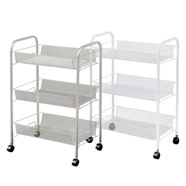 キッチンワゴン幅43.5cm3段メッシュラックキャスター付