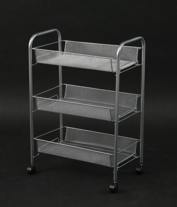 キッチンワゴン幅43.5cm3段メッシュラックキャスター付