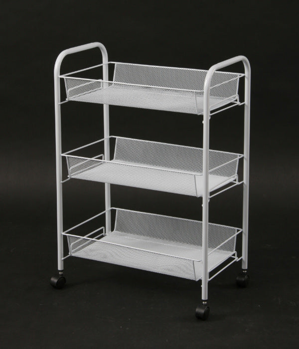 キッチンワゴン幅43.5cm3段メッシュラックキャスター付