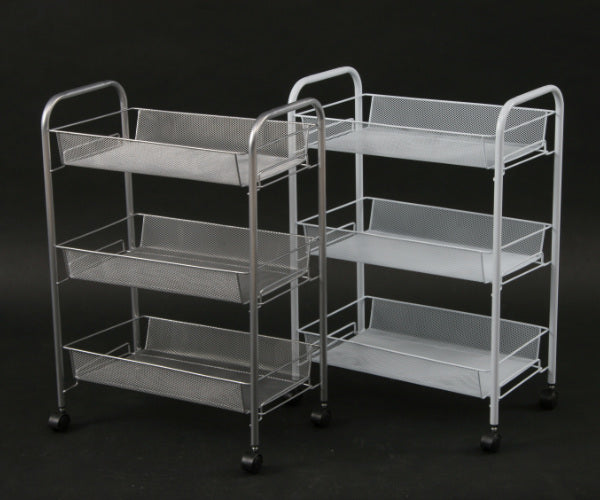 キッチンワゴン幅43.5cm3段メッシュラックキャスター付