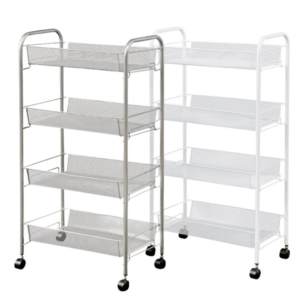 キッチンワゴン幅43.5cm4段メッシュラックキャスター付
