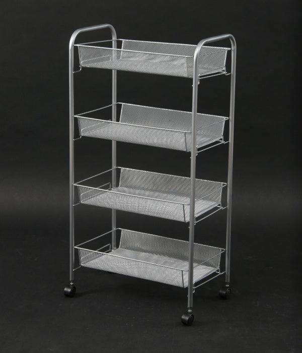 キッチンワゴン幅43.5cm4段メッシュラックキャスター付