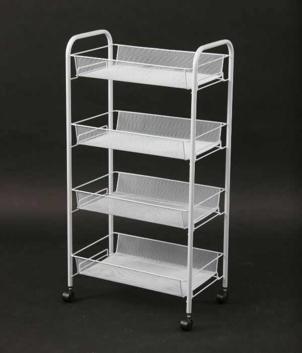 キッチンワゴン幅43.5cm4段メッシュラックキャスター付