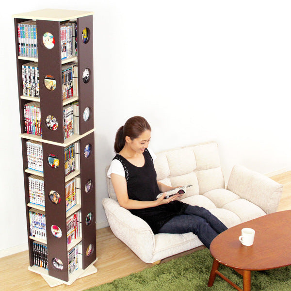 回転コミックラック幅34cm7段ブックシェルフ本棚高さ168cm