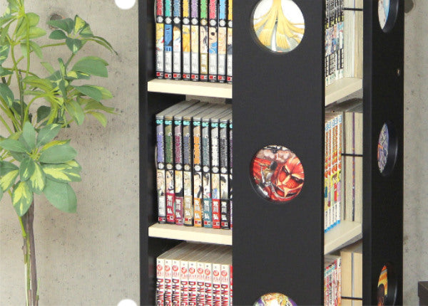 回転コミックラック幅34cm7段ブックシェルフ本棚高さ168cm