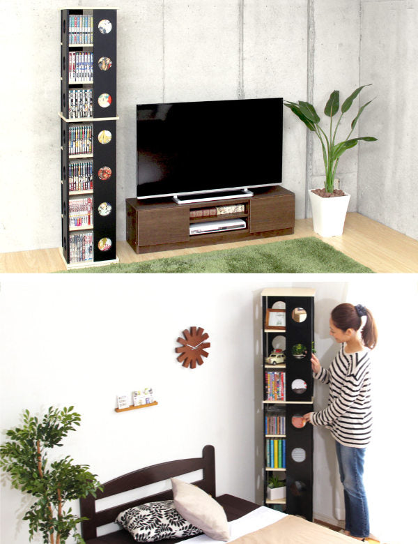 回転コミックラック幅34cm7段ブックシェルフ本棚高さ168cm