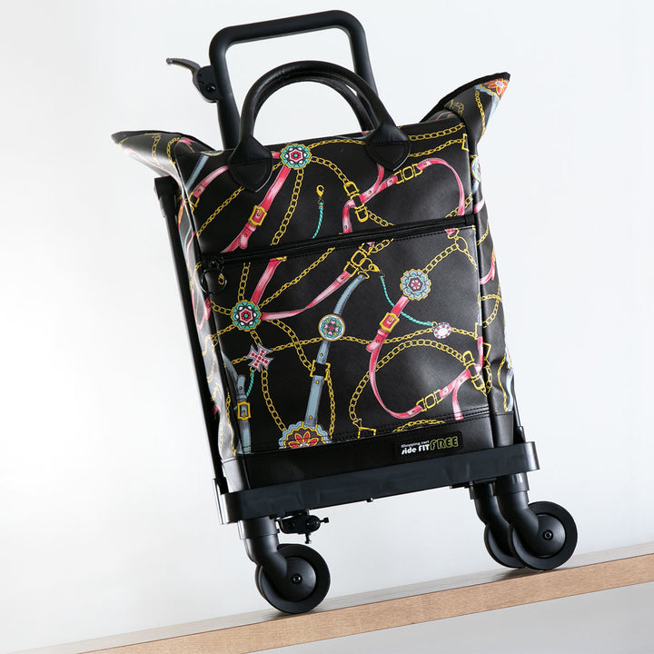 ショッピングカート4輪横押しサイドカートフリーリアン柄おしゃれ軽量