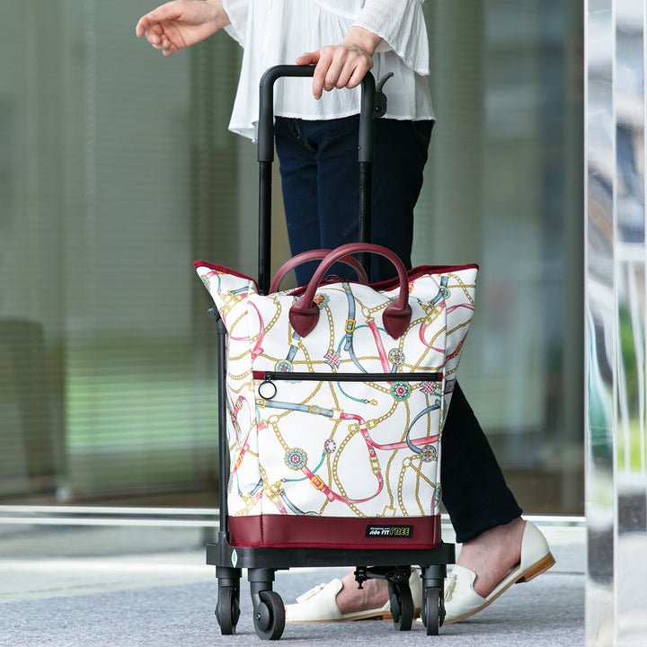 ショッピングカート4輪横押しサイドカートフリーリアン柄おしゃれ軽量