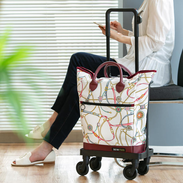 ショッピングカート4輪横押しサイドカートフリーリアン柄おしゃれ軽量