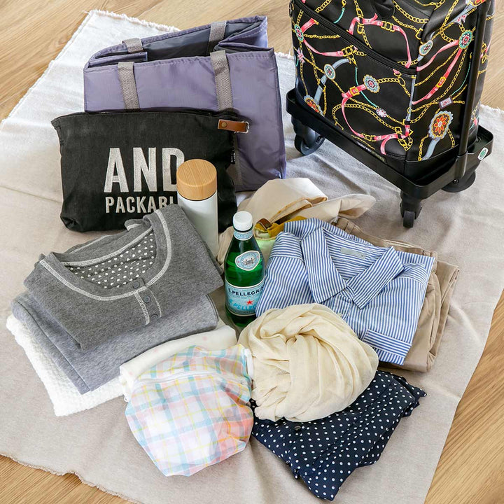 ショッピングカート4輪横押しサイドカートフリーリアン柄おしゃれ軽量