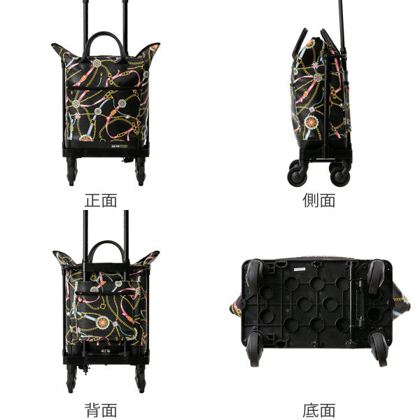 ショッピングカート4輪横押しサイドカートフリーリアン柄おしゃれ軽量